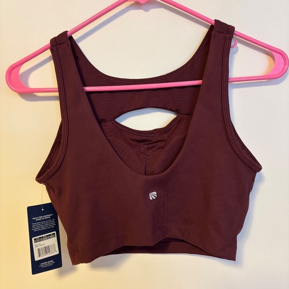 Marika Keyhole Cut Out Rose Sports Bra Removable Pads Maroon Red Womens S NWT - Picture 4 of 6